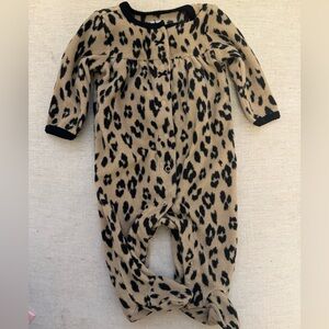 3 Month, Fleece, Carter's Tan and Black Leopard Print Footie